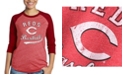 Majestic Women's Red Cincinnati Reds Team Baseball Three-Quarter Raglan Sleeve Tri-Blend T-shirt